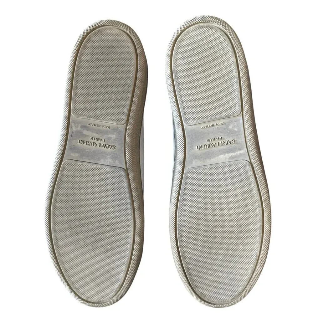 Saint Laurent White SL/39 Mid-Top Canvas Fashion Sneakers Size EU 36 US 6 - Picture 8 of 10